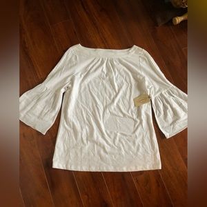 St Johns Bay White Puff Sleeve Blouse Size Medium